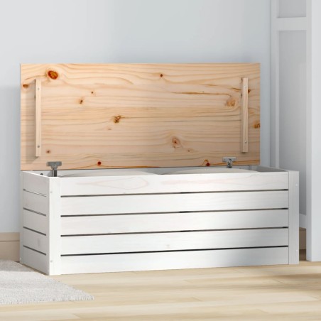 vidaXL Caja de almacenaje madera maciza de pino blanco 89x36,5x33 cm