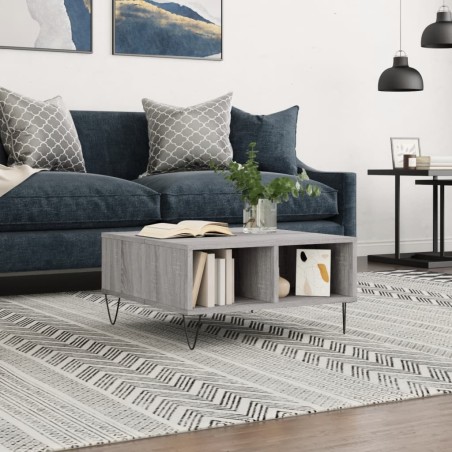 vidaXL Mesa de centro madera de ingeniería gris Sonoma 60x60x30 cm