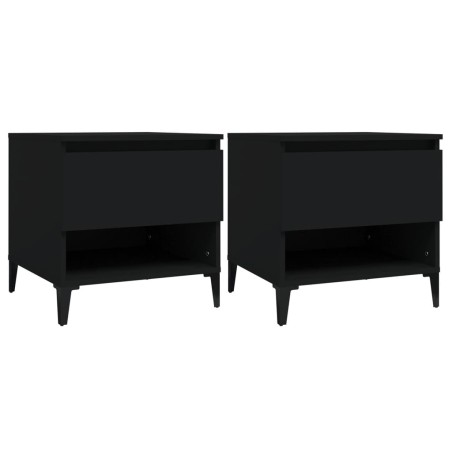 vidaXL Mesas auxiliares 2 uds madera contrachapada negro 50x46x50 cm