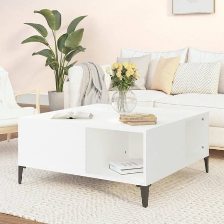 vidaXL Mesa de centro madera contrachapada blanco 80x80x36,5 cm