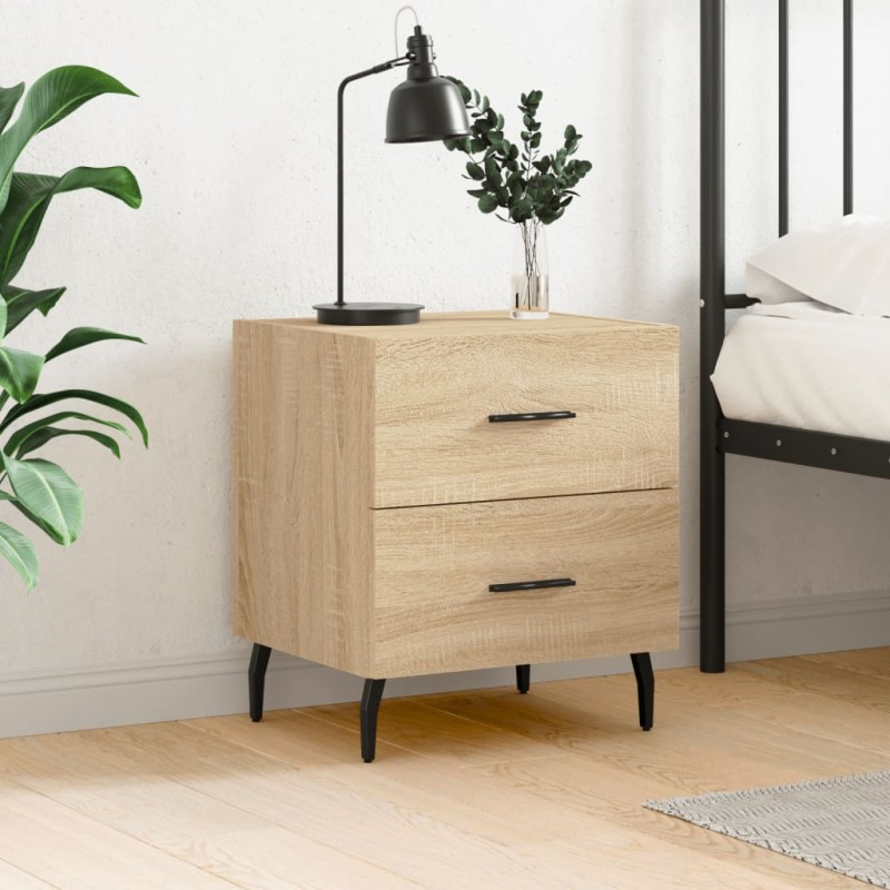 vidaXL Mesita de noche madera de ingeniería roble Sonoma 40x35x47,5 cm vidaXL Mesita de noche madera de ingeniería roble Sonoma 40x35x47,5 cm