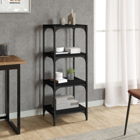 vidaXL Estantería madera contrachapada y acero negro 40x33x100 cm