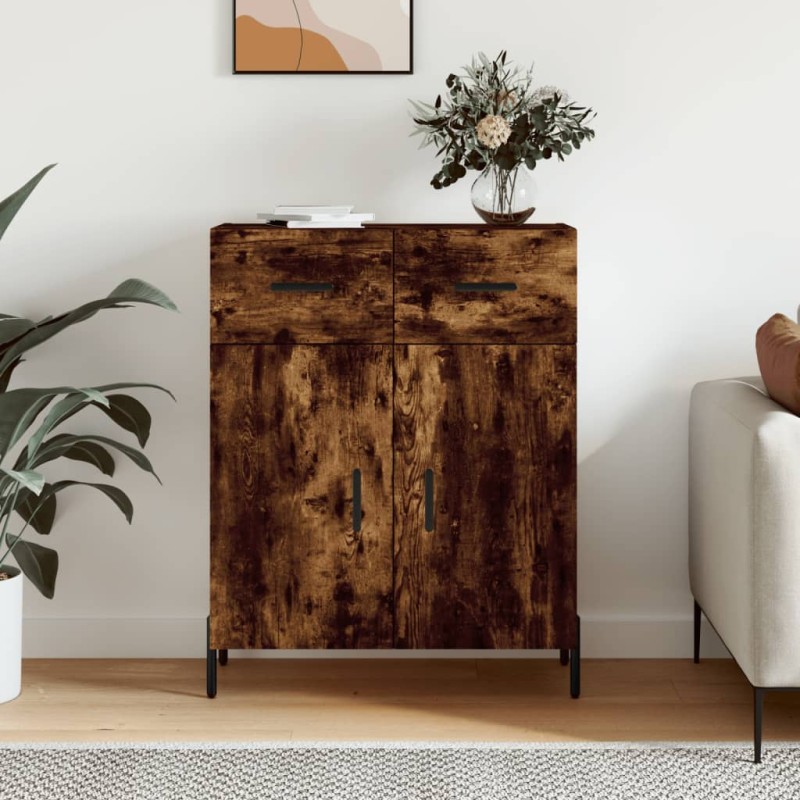 vidaXL Aparador de madera de ingeniería roble ahumado 69,5x34x90 cm