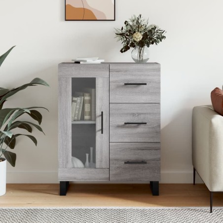 vidaXL Aparador de madera de ingeniería gris Sonoma 69,5x34x90 cm