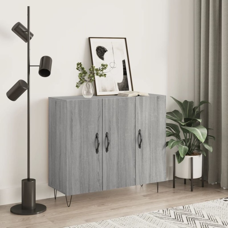 vidaXL Aparador de madera de ingeniería gris Sonoma 90x34x80 cm vidaXL Aparador de madera de ingeniería gris Sonoma 90x34x80 cm