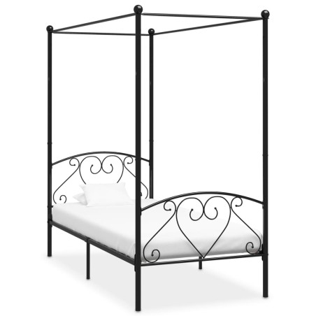 vidaXL Estructura de cama con dosel metal negro 100x200 cm 