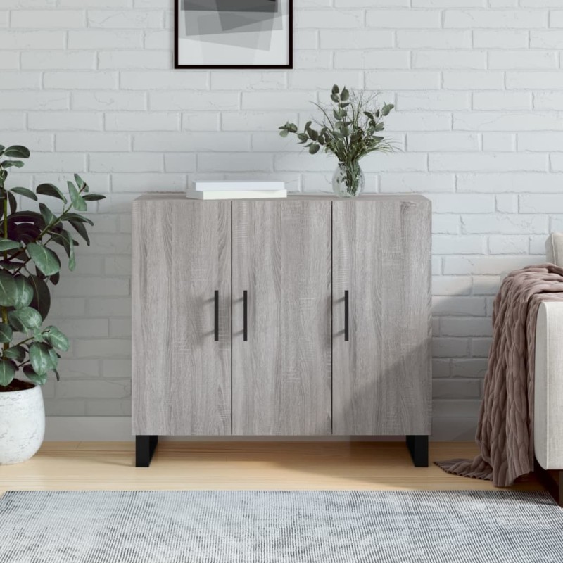 vidaXL Aparador de madera de ingeniería gris Sonoma 90x34x80 cm vidaXL Aparador de madera de ingeniería gris Sonoma 90x34x80 cm
