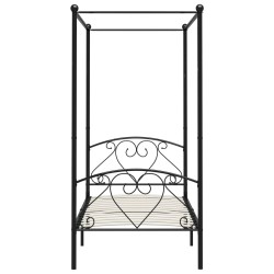 vidaXL Estructura de cama con dosel metal negro 100x200 cm 