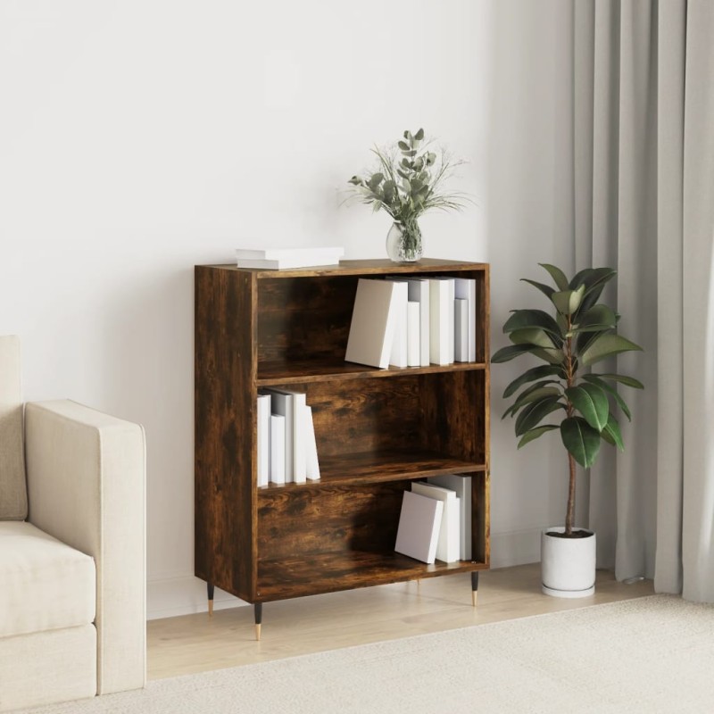 vidaXL Estantería madera de ingeniería roble ahumado 69,5x32,5x90 cm vidaXL Estantería madera de ingeniería roble ahumado 69,5x32,5x90 cm
