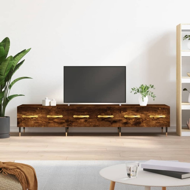 vidaXL Mueble de TV madera de ingeniería roble ahumado 150x36x30 cm vidaXL Mueble de TV madera de ingeniería roble ahumado 150x36x30 cm