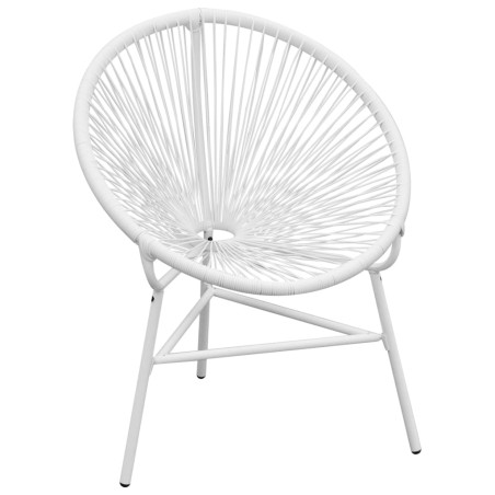 vidaXL Silla redonda de tiras ratán sintético blanco