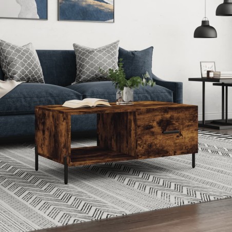 vidaXL Mesa de centro madera contrachapada roble ahumado 90x50x40 cm