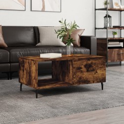 vidaXL Mesa de centro madera contrachapada roble ahumado 90x50x40 cm