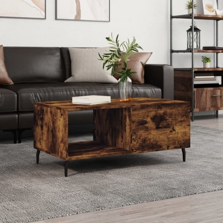 vidaXL Mesa de centro madera contrachapada roble ahumado 90x50x40 cm