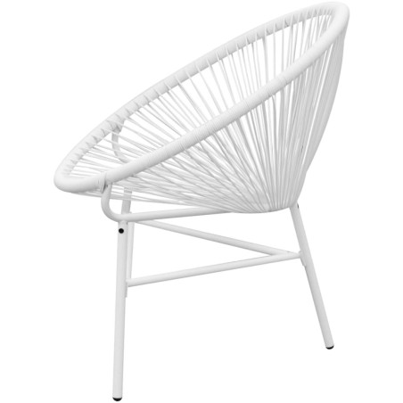 vidaXL Silla redonda de tiras ratán sintético blanco