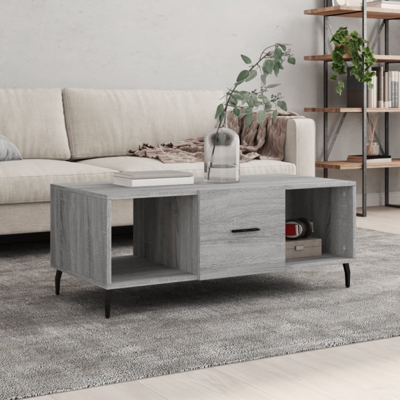 vidaXL Mesa de centro madera contrachapada gris Sonoma 102x50x40 cm vidaXL Mesa de centro madera contrachapada gris Sonoma 102x50x40 cm
