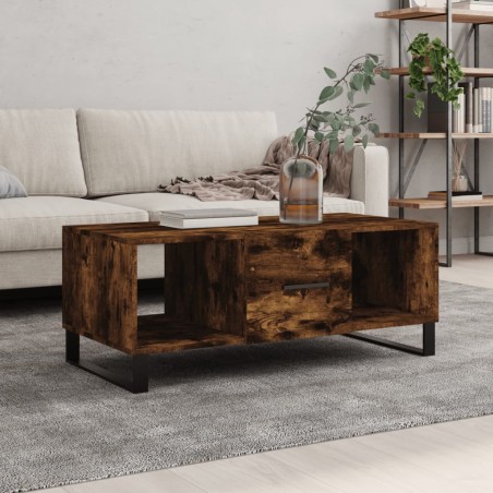 vidaXL Mesa de centro madera contrachapada roble ahumado 102x50x40 cm