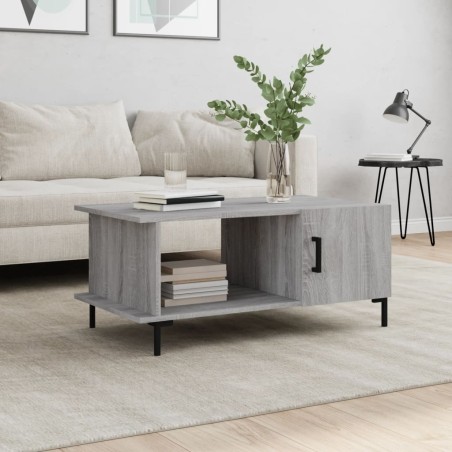 vidaXL Mesa de centro madera contrachapada gris Sonoma 90x50x40 cm