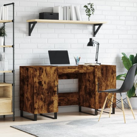 vidaXL Escritorio madera de ingeniería roble ahumado 140x50x75 cm