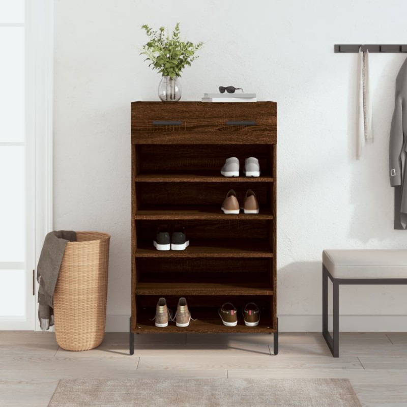 vidaXL Zapatero madera de ingeniería roble marrón 60x35x105 cm vidaXL Zapatero madera de ingeniería roble marrón 60x35x105 cm