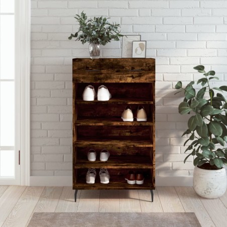 vidaXL Zapatero madera de ingeniería roble ahumado 60x35x105 cm