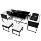 vidaXL Set comedor de jardín 9 piezas y cojines ratán sintético negro vidaXL Set comedor de jardín 9 piezas y cojines ratán sintético negro