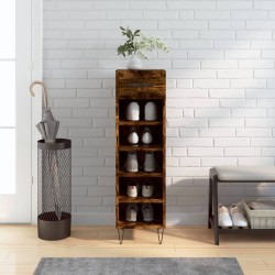 vidaXL Zapatero madera de ingeniería roble ahumado 30x35x105 cm