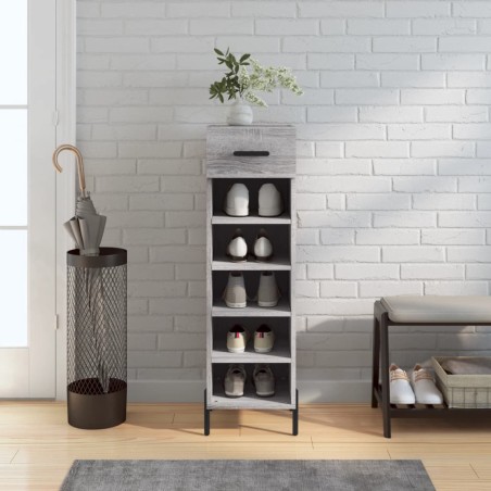 vidaXL Zapatero madera de ingeniería gris Sonoma 30x35x105 cm