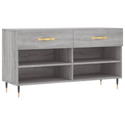 vidaXL Banco zapatero madera de ingeniería gris Sonoma 102x35x55 cm
