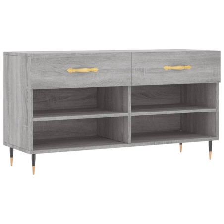 vidaXL Banco zapatero madera de ingeniería gris Sonoma 102x35x55 cm