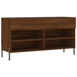 vidaXL Banco zapatero madera de ingeniería marrón roble 102x35x55 cm
