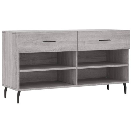 vidaXL Banco zapatero madera de ingeniería gris Sonoma 102x35x55 cm