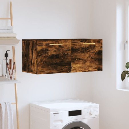 vidaXL Armario de pared madera ingeniería roble ahumado 80x36,5x35 cm