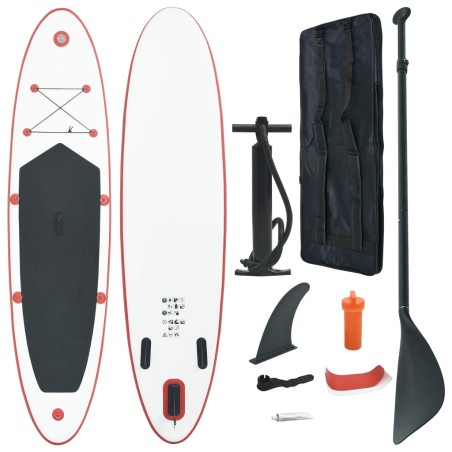 vidaXL Set de paddel surf tabla SUP inflable rojo y blanco 