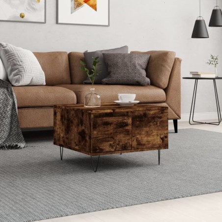 vidaXL Mesa de centro madera contrachapada roble ahumado 55x55x36,5 cm
