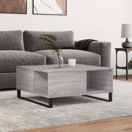 vidaXL Mesa de centro madera contrachapada gris Sonoma 80x80x36,5 cm
