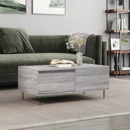 vidaXL Mesa de centro madera contrachapada gris Sonoma 90x50x36,5 cm