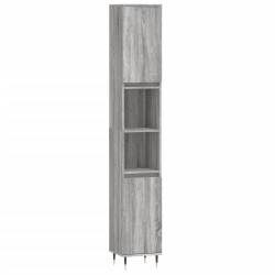 vidaXL Armario de baño madera contrachapada gris Sonoma 30x30x190 cm