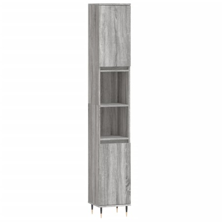 vidaXL Armario de baño madera contrachapada gris Sonoma 30x30x190 cm