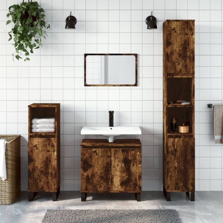 vidaXL Armario de baño madera de ingeniería roble ahumado 58x33x60 cm