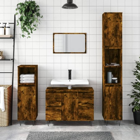 vidaXL Mueble de baño madera de ingeniería roble ahumado 80x33x60 cm
