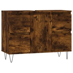 vidaXL Mueble de baño madera de ingeniería roble ahumado 80x33x60 cm