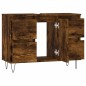 vidaXL Mueble de baño madera de ingeniería roble ahumado 80x33x60 cm vidaXL Mueble de baño madera de ingeniería roble ahumado 80x33x60 cm