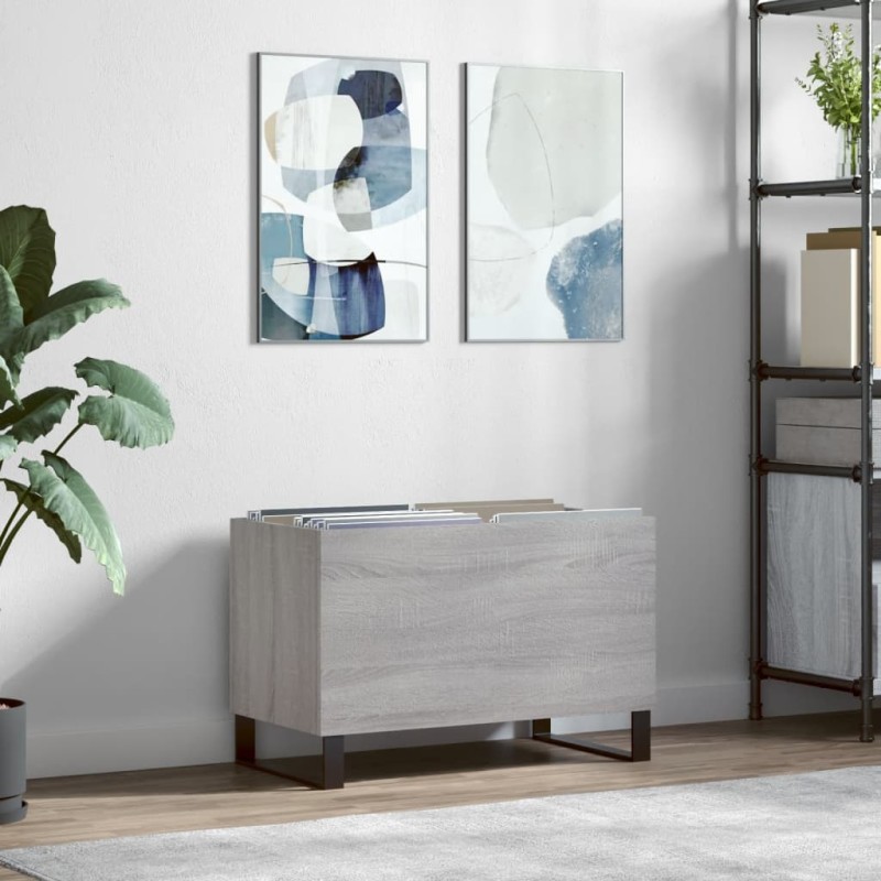 vidaXL Mueble discos madera contrachapada gris sonoma 74,5x38x48 cm vidaXL Mueble discos madera contrachapada gris sonoma 74,5x38x48 cm