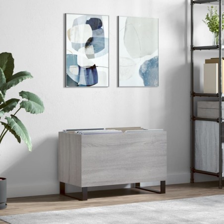 vidaXL Mueble discos madera contrachapada gris sonoma 74,5x38x48 cm
