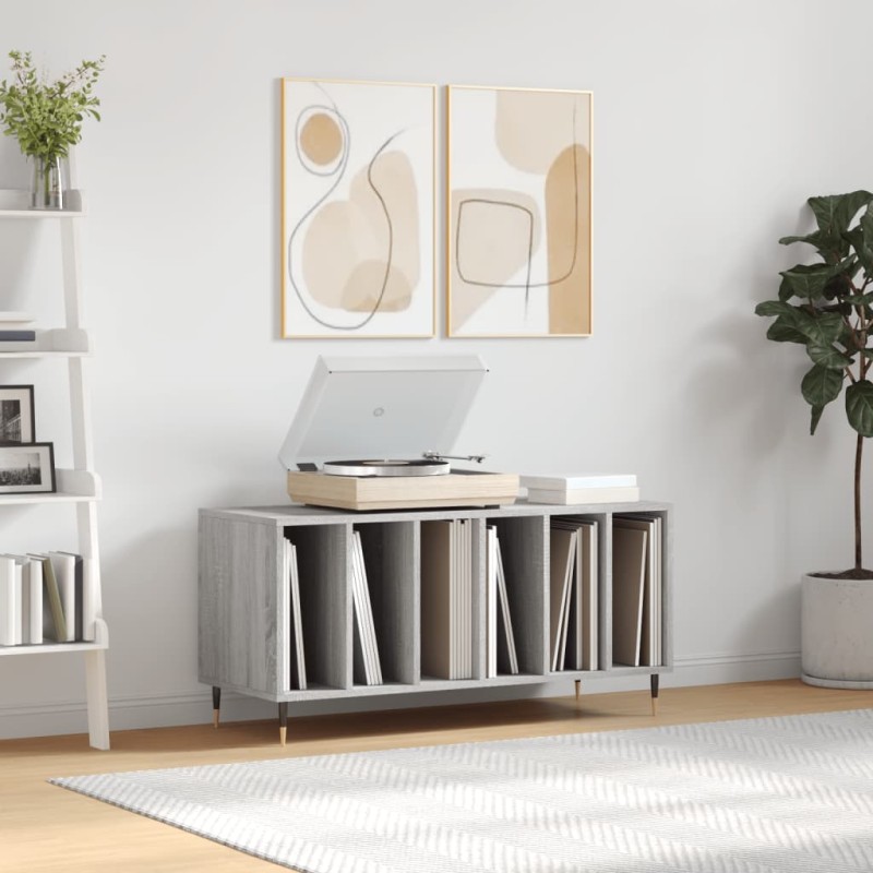 vidaXL Mueble para discos madera contrachapada gris Sonoma 100x38x48cm vidaXL Mueble para discos madera contrachapada gris Sonoma 100x38x48cm