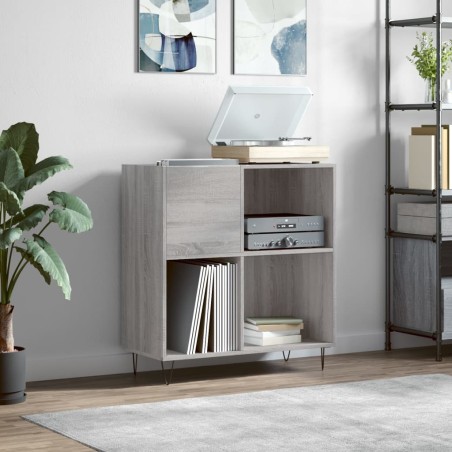 vidaXL Mueble discos madera contrachapada gris Sonoma 84,5x38x89 cm