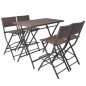 vidaXL Set comedor de jardín plegable 5 pzas poli ratán y acero marrón vidaXL Set comedor de jardín plegable 5 pzas poli ratán y acero marrón