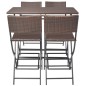 vidaXL Set comedor de jardín plegable 5 pzas poli ratán y acero marrón vidaXL Set comedor de jardín plegable 5 pzas poli ratán y acero marrón