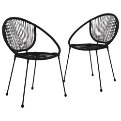 vidaXL Sillas de jardín 2 unidades ratán de PVC negro